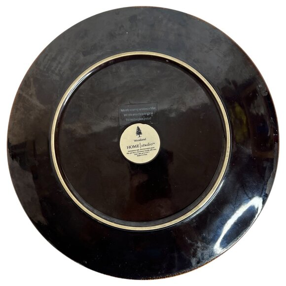 2 Woodland Home Studio Red Dinner Plates Rustic Bear & Pine Tree Design Set 11” - Picture 5 of 5